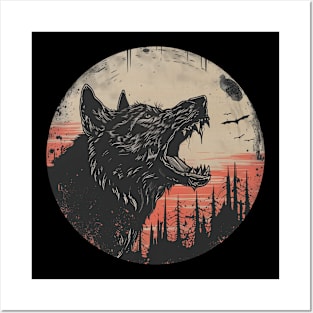 wolf in the forest agressive Posters and Art